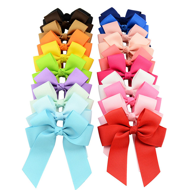 1 Pcs High Quality Solid Grosgrain Ribbons Hair Bow with Clips for Girls  Children Alligator Hair